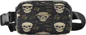 ALAZA Cool Sugar Skull Rose Flower Floral Waist Packs Spot Belt Bag Crossbody Bag Fanny Pack Pouch for Men Women Hiking Running Cycling Traveling