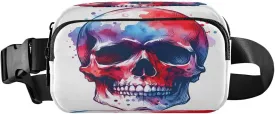 ALAZA Sugar Skull Watercolor White Waist Packs Spot Belt Bag Crossbody Bag Fanny Pack Pouch for Men Women Hiking Running Cycling Traveling