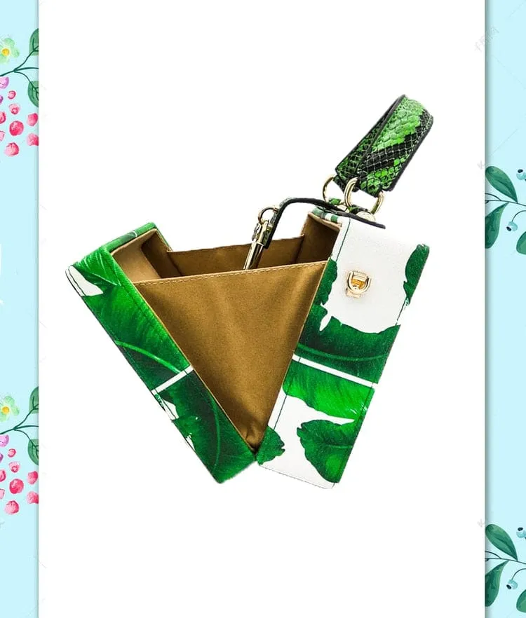 Animal Embroidery Beading Green Evening Bag Box Clutch