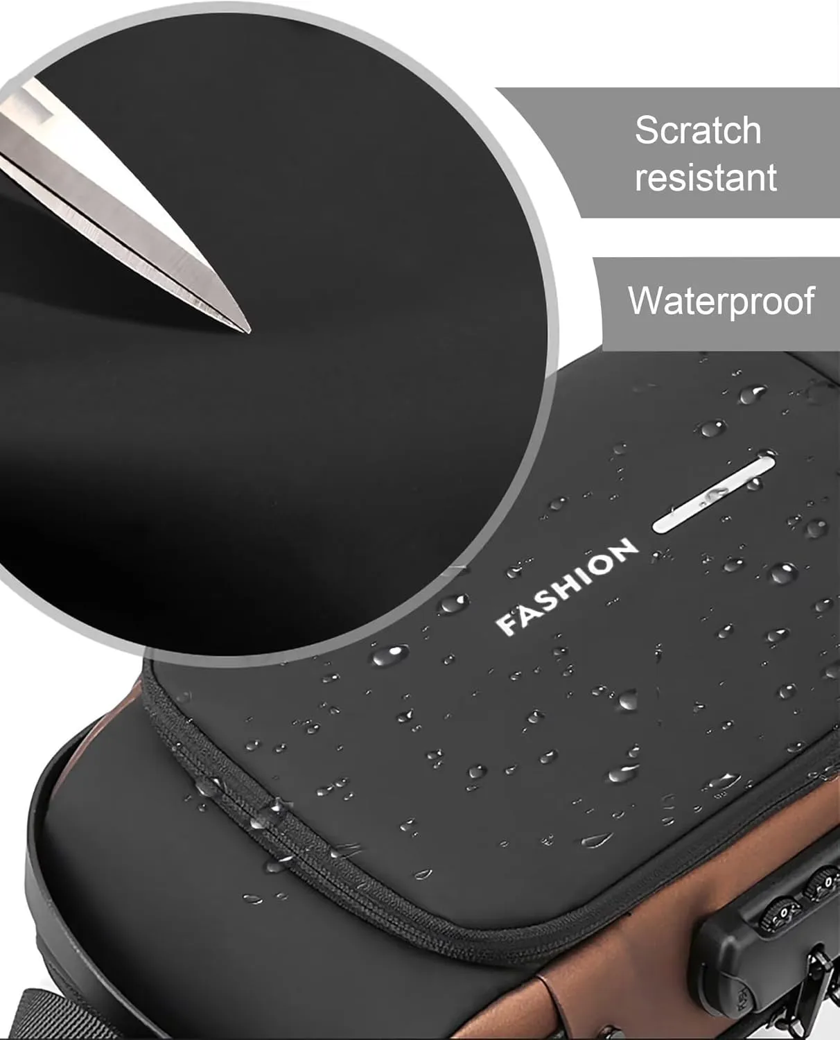 Anti Theft Sling Bag for Men Women, Password Anti-theft Crossbody Bag with USB Charging Port Waterproof Shoulder Bag Crossbody Sling Backpack for Hiking Cycling Running Travel