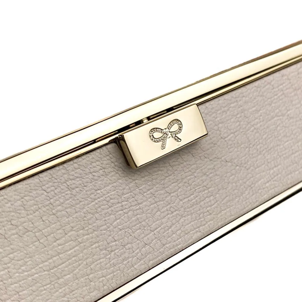 Anya Hindmarch Off White Imperial Embossed Textured Leather Box Clutch