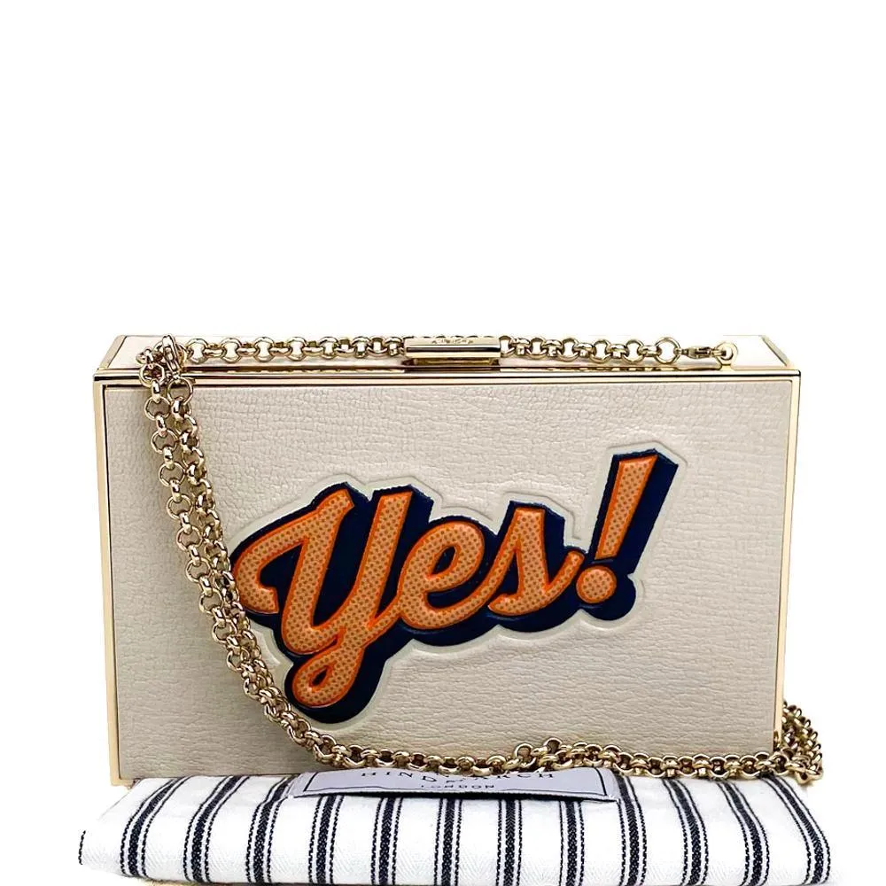 Anya Hindmarch Off White Imperial Embossed Textured Leather Box Clutch