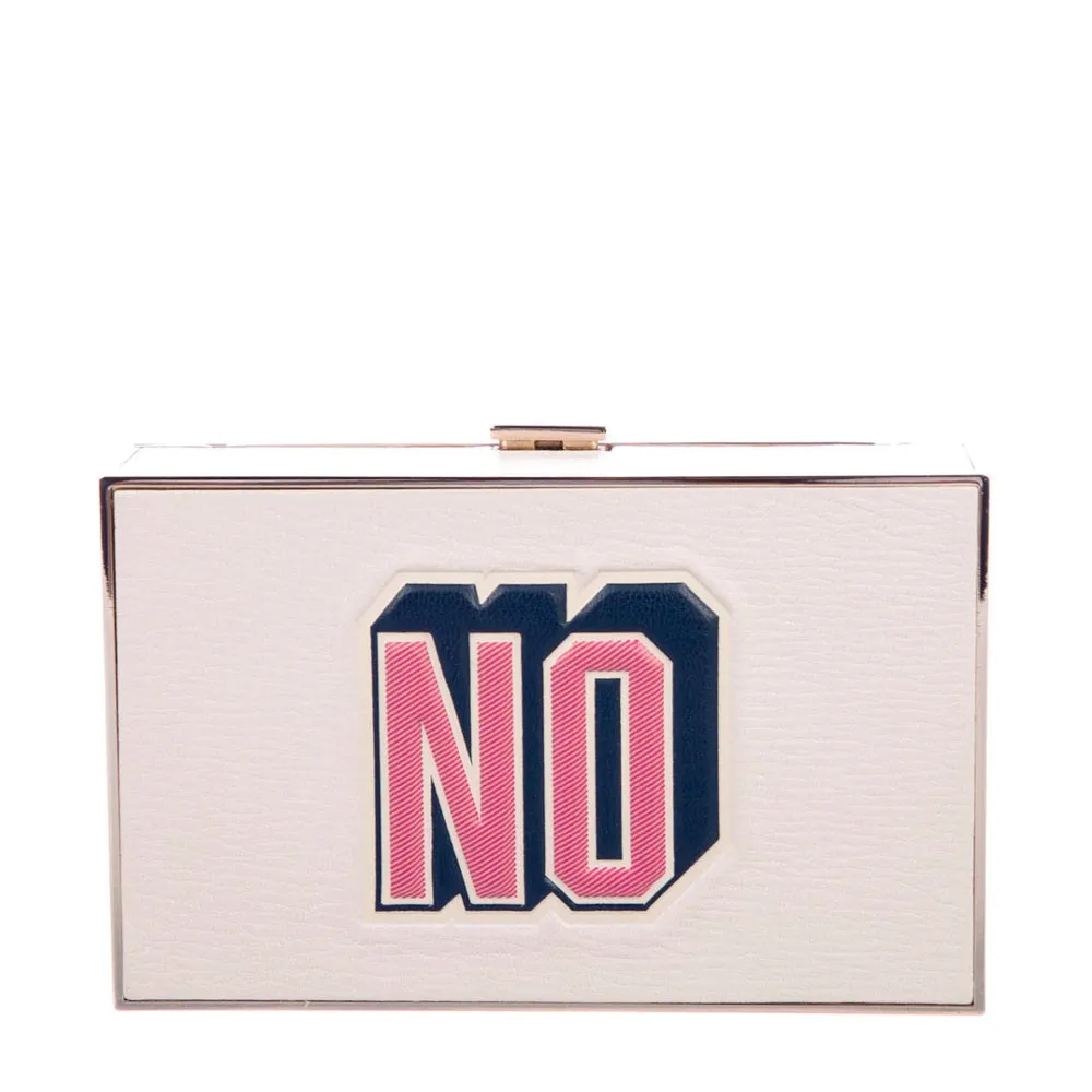 Anya Hindmarch Off White Imperial Embossed Textured Leather Box Clutch