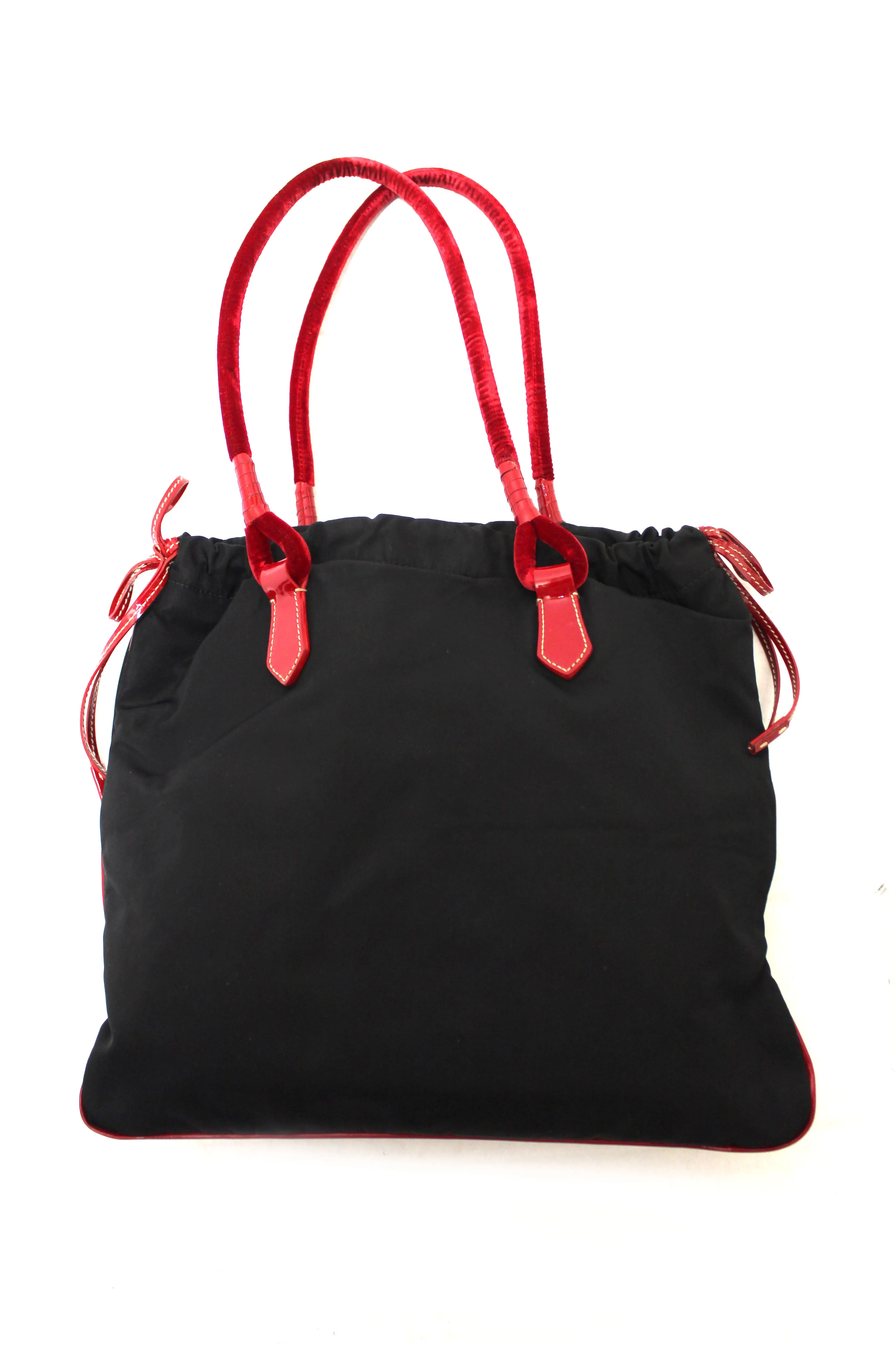 Authentic Prada Black Tessuto Small Nylon Drawstring Tote Bag