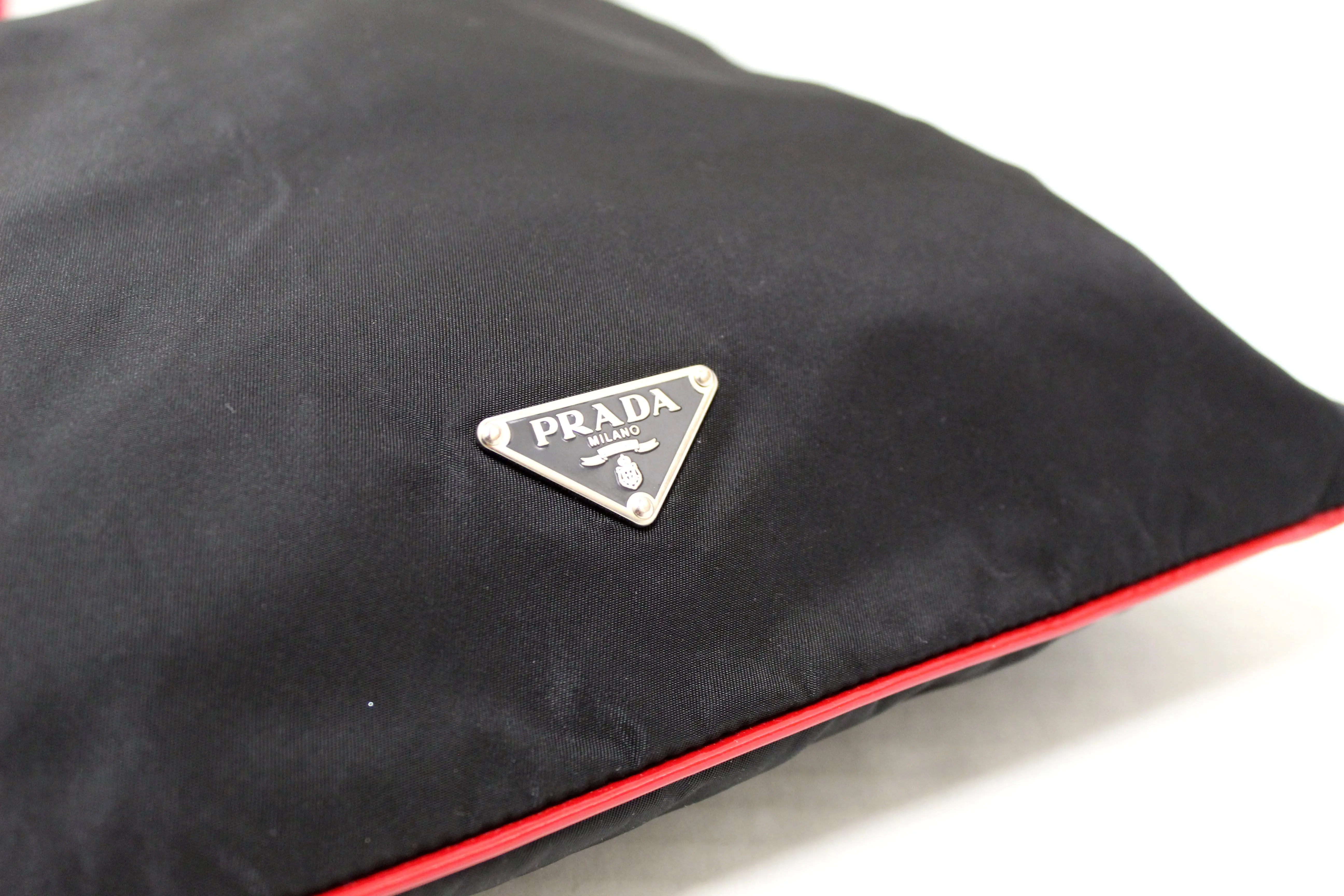 Authentic Prada Black Tessuto Small Nylon Drawstring Tote Bag