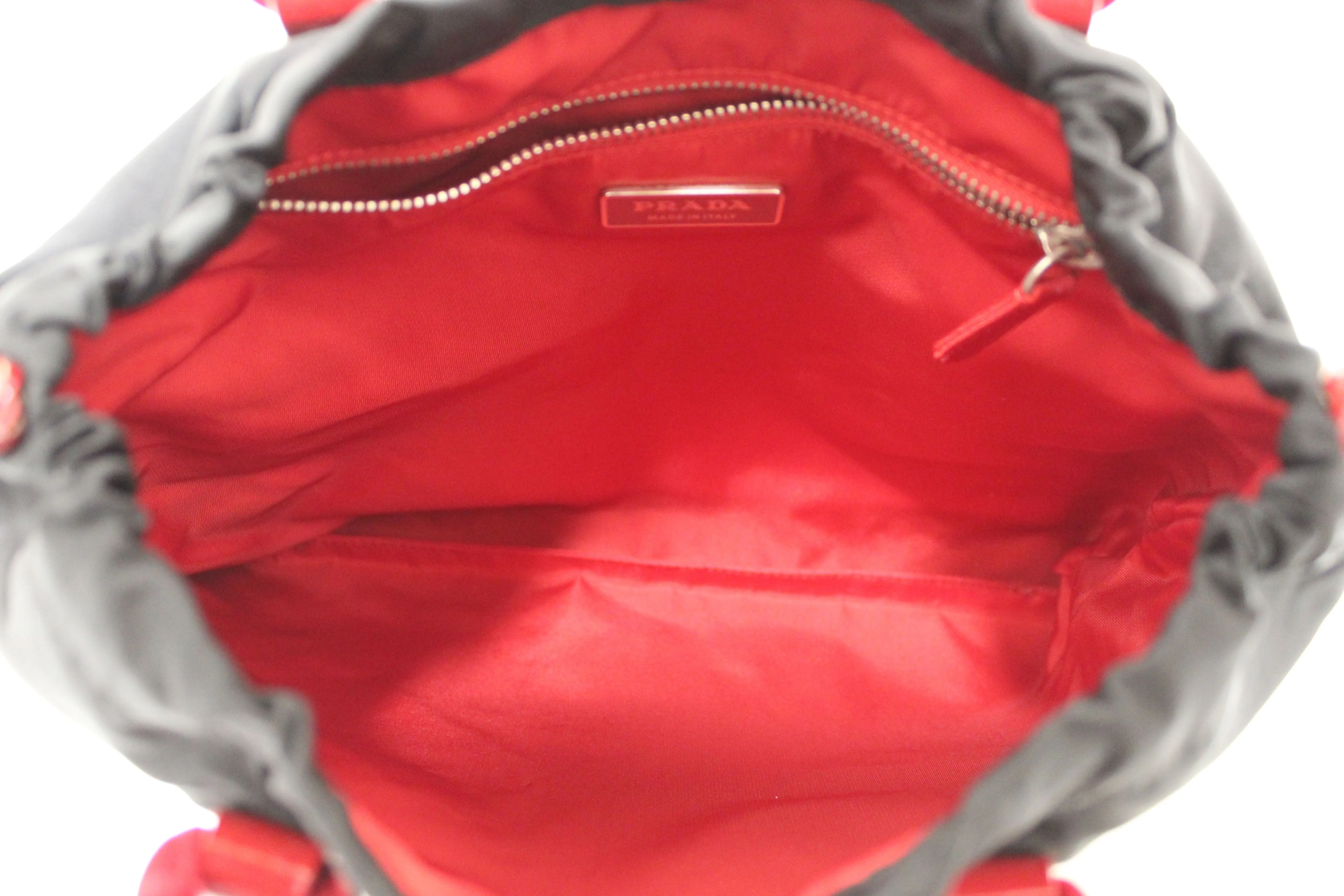 Authentic Prada Black Tessuto Small Nylon Drawstring Tote Bag