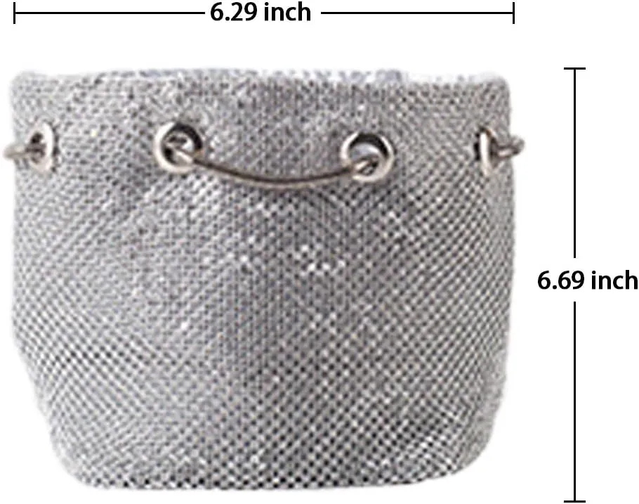Ayliss Women's Full Rhinestones Bucket Bag Mini/Small Crossbody Shoulder Evening Shinny Bling Clutch Purse Bucket Handbag