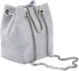 Ayliss Women's Full Rhinestones Bucket Bag Mini/Small Crossbody Shoulder Evening Shinny Bling Clutch Purse Bucket Handbag