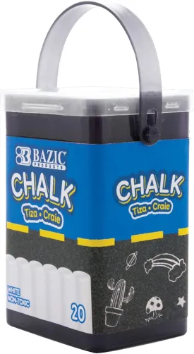 BAZIC White Chalk, Standard Size Blackboard Chalkboard Chalks, Great Game Activity for Kid Teacher School (20/Bucket)
