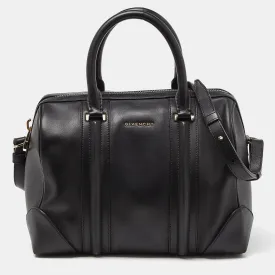 Black Leather Lucrezia Boston Bag