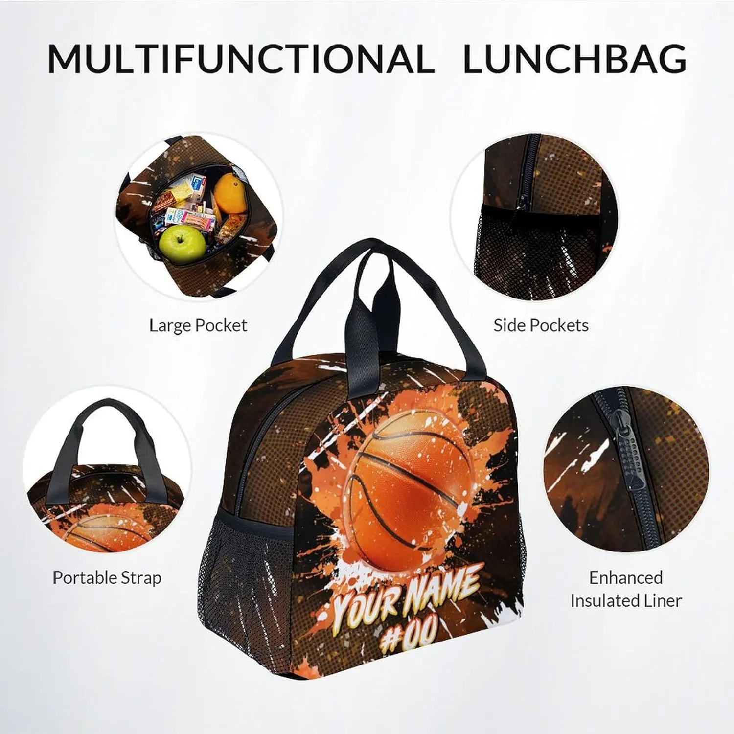 Boys Backpack Set - Personalized Basketball Backpacks for Kids - Sports Theme Bookbag for Elementary Middle School - Cool School Bag with Lunch Box & Pencil Case