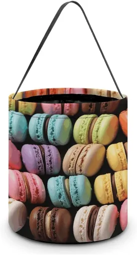Candy Basket, Macaron Biscuit Printed Candy Basket,trick Or Treat Handbag,portable Candy Basket