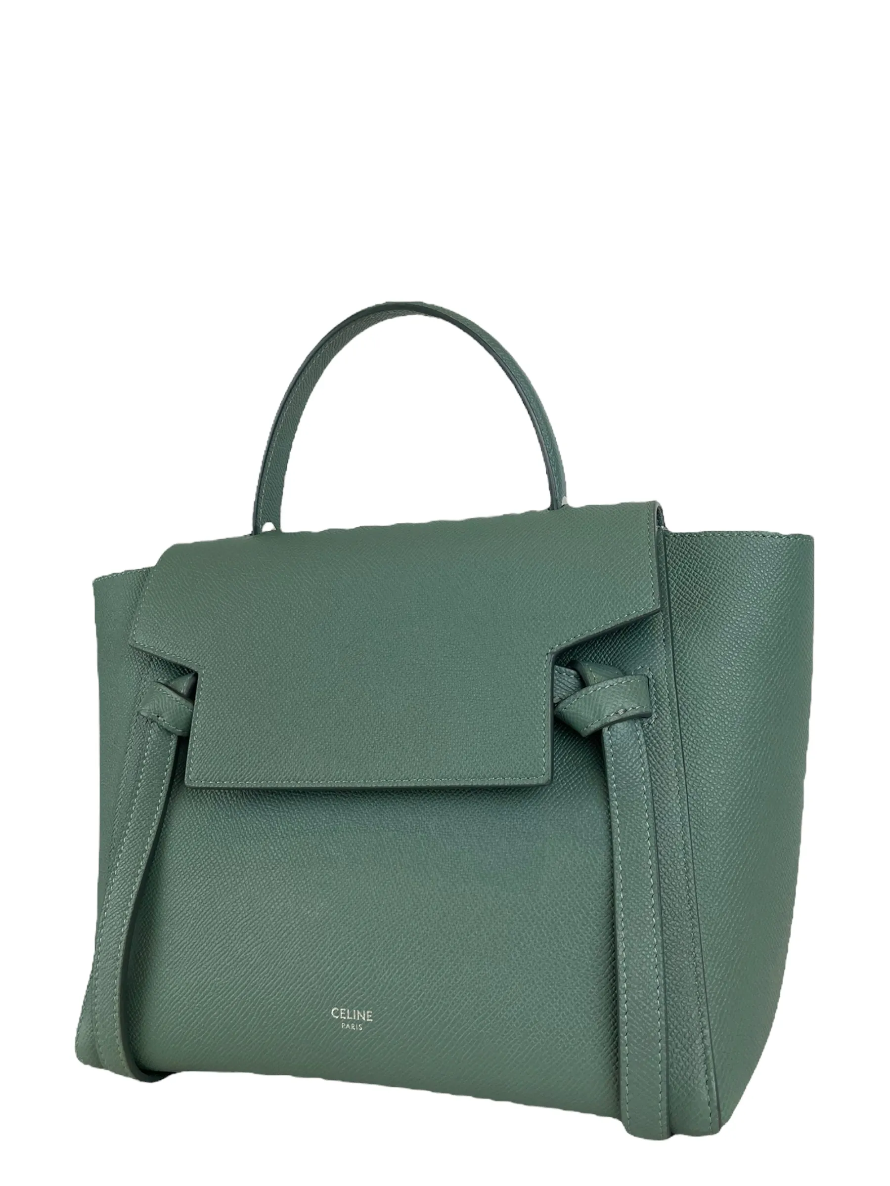 Celine Sea Green Grained Calfskin Leather "Micro Beltbag" Crossbody