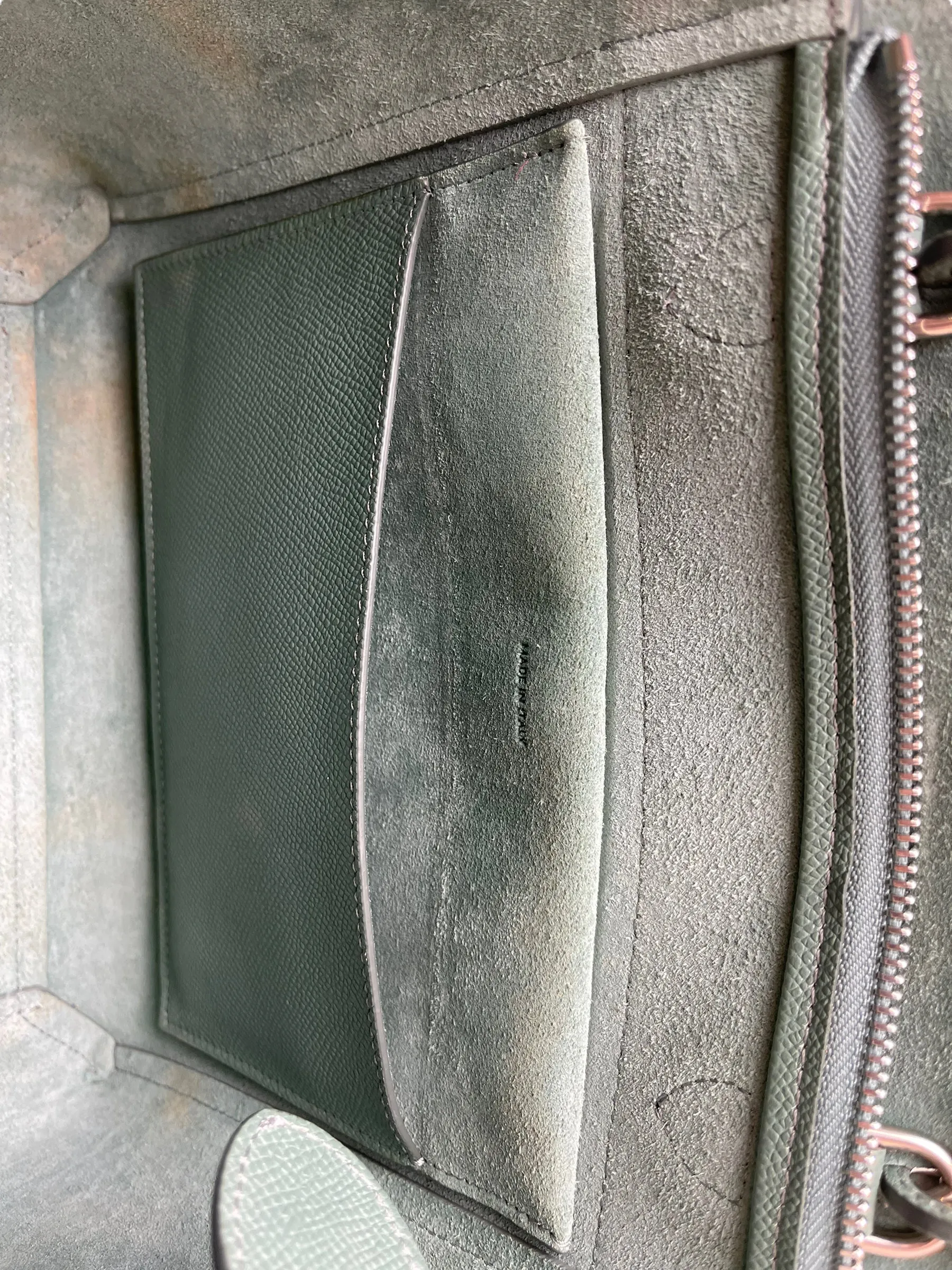 Celine Sea Green Grained Calfskin Leather "Micro Beltbag" Crossbody
