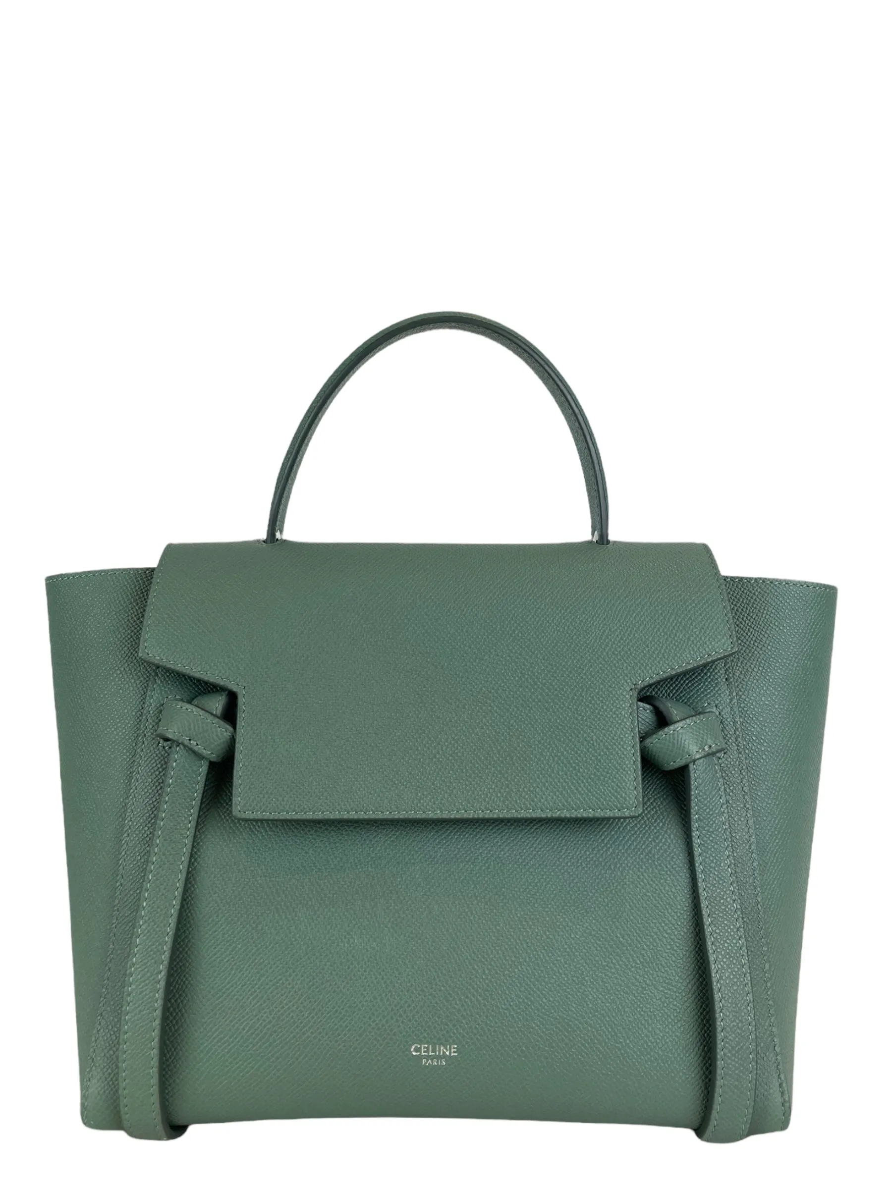 Celine Sea Green Grained Calfskin Leather "Micro Beltbag" Crossbody