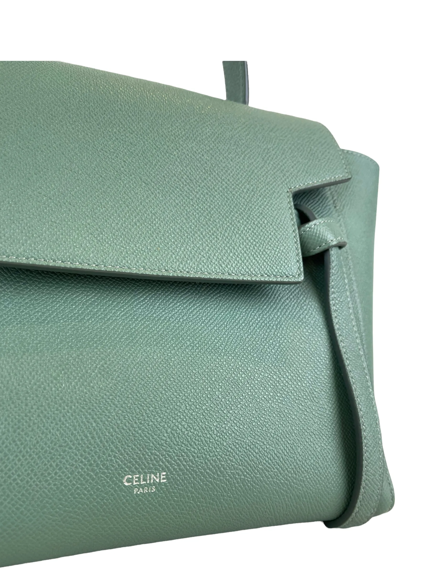 Celine Sea Green Grained Calfskin Leather "Micro Beltbag" Crossbody