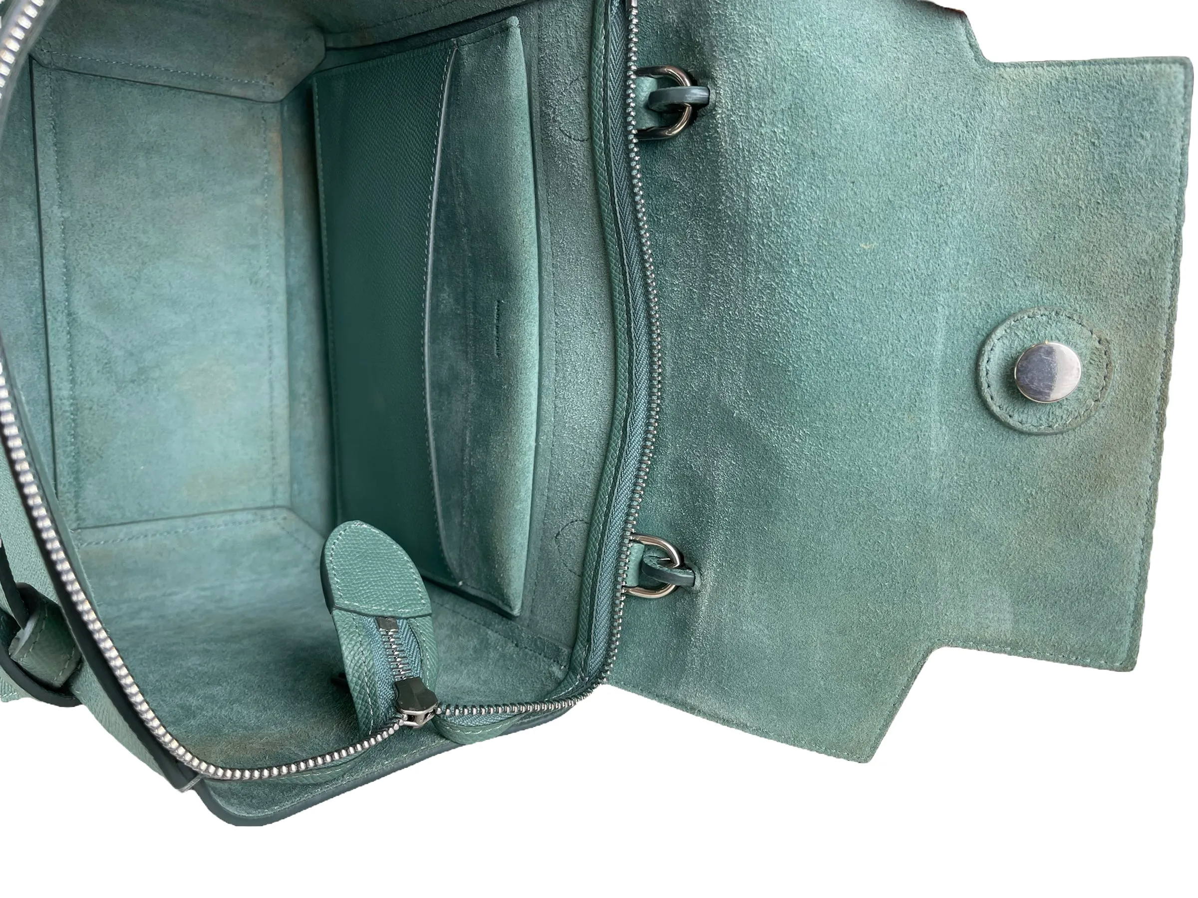 Celine Sea Green Grained Calfskin Leather "Micro Beltbag" Crossbody