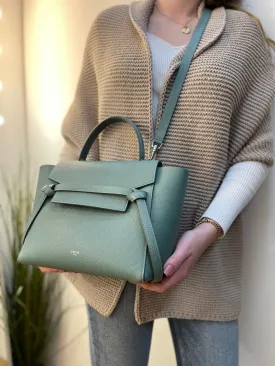 Celine Sea Green Grained Calfskin Leather "Micro Beltbag" Crossbody