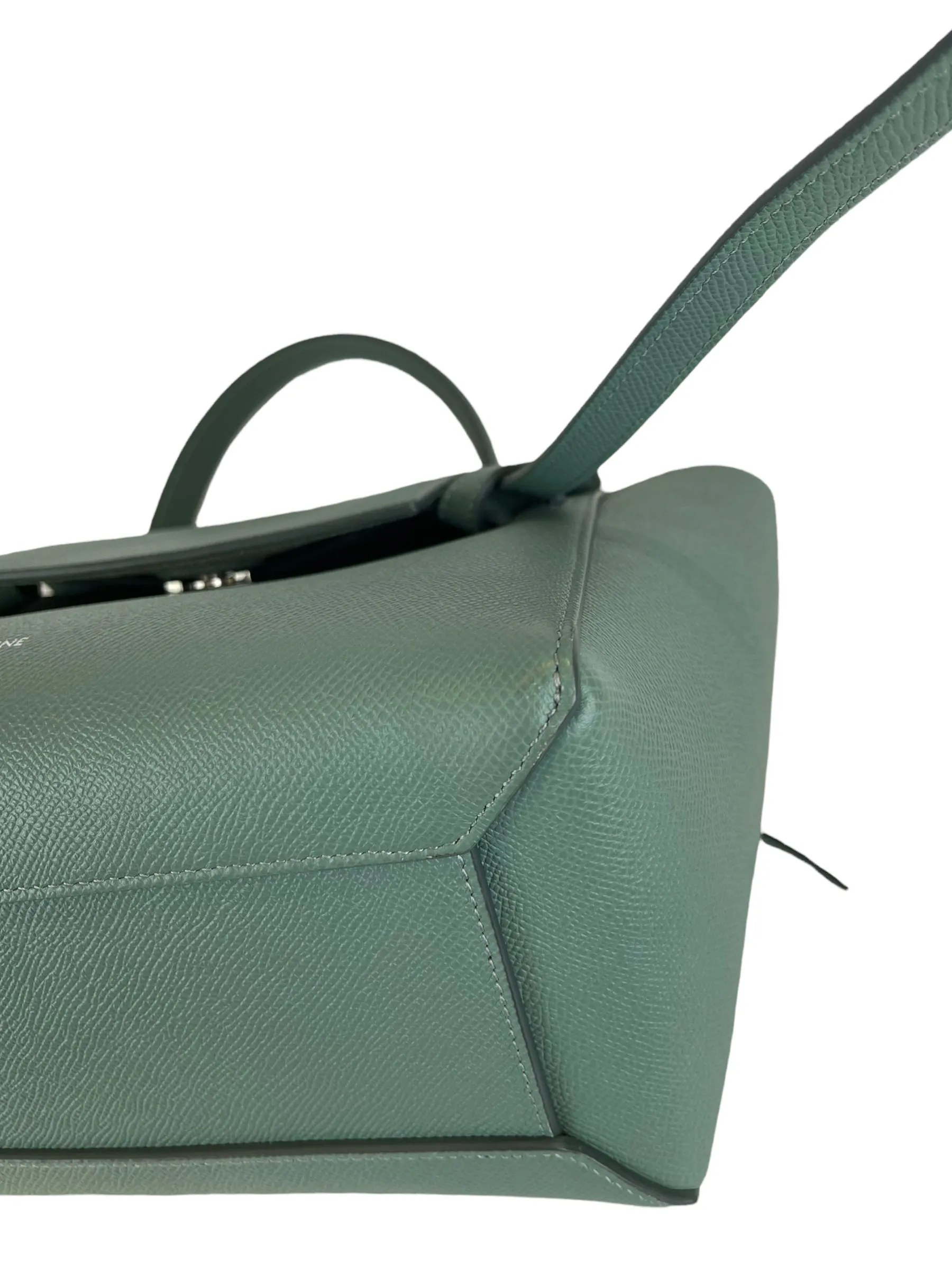Celine Sea Green Grained Calfskin Leather "Micro Beltbag" Crossbody