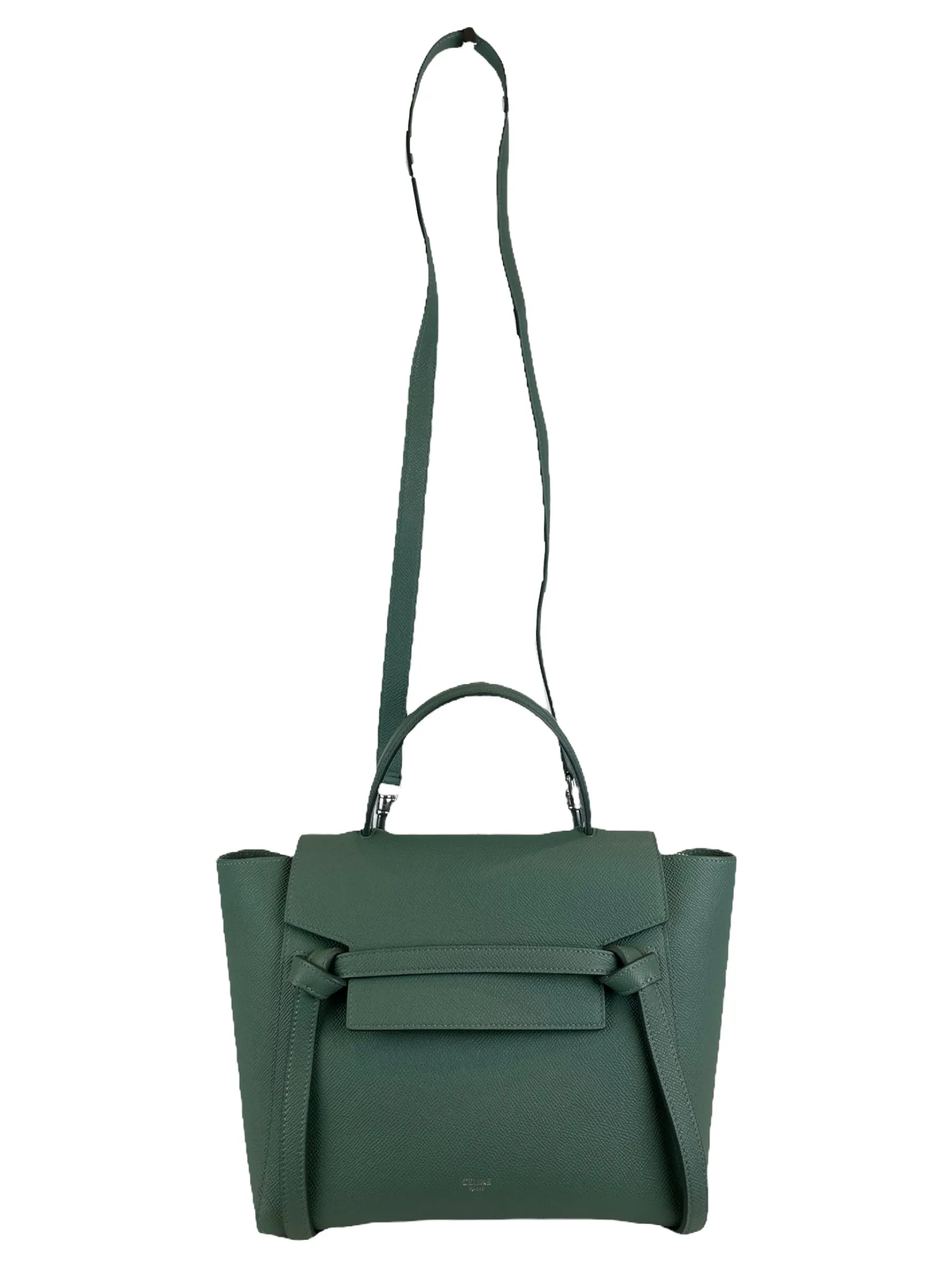 Celine Sea Green Grained Calfskin Leather "Micro Beltbag" Crossbody