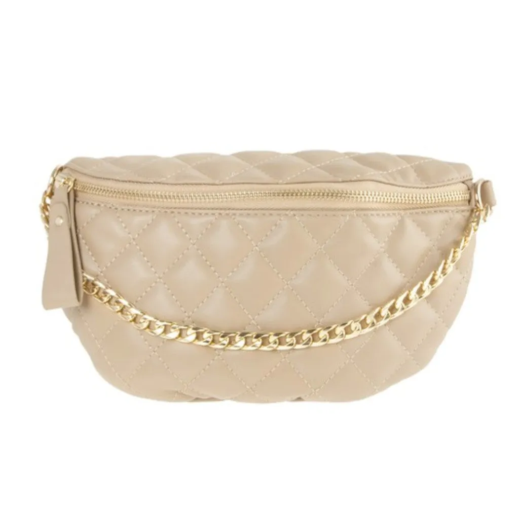 Chain Attached Quilted Fanny Bag