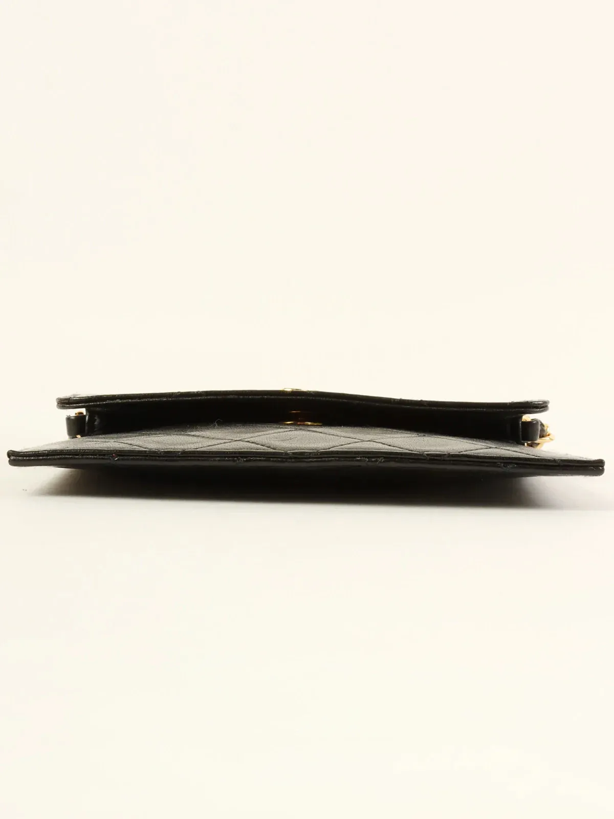 CHANEL Around 1985~1990 Made Mini Cc Mark Plate Mini Chain Bag Black