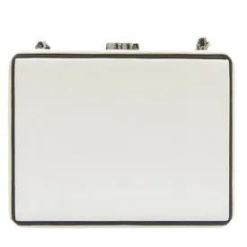 CHANEL Around 2008 Made Cc Mark Plate Metal Clasp Mini Chain Bag White/Black