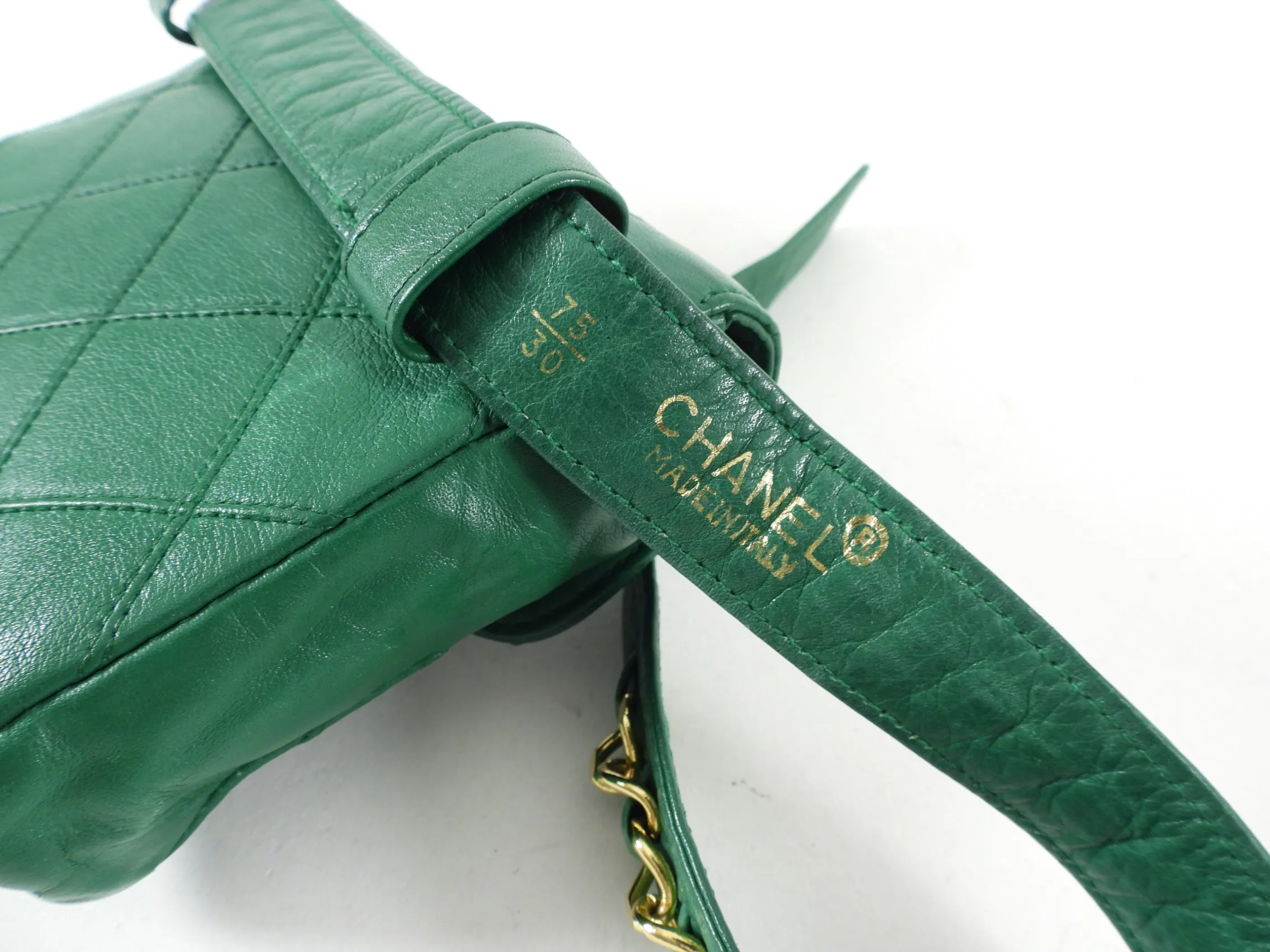 Chanel Vintage Early 1980's Green Belt Waist Bag - 28-30"
