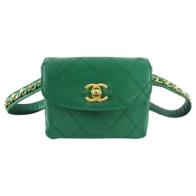 Chanel Vintage Early 1980's Green Belt Waist Bag - 28-30"