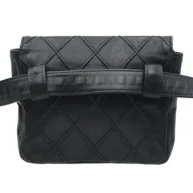 Chanel Vintage Lambskin Leather Belt Bum Waist Bag Black