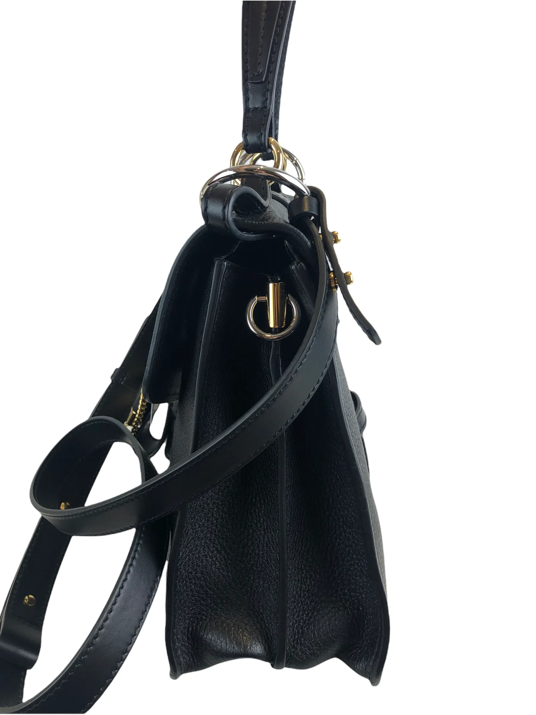 Chloé Black Leather “Aby Day” Shoulder Bag