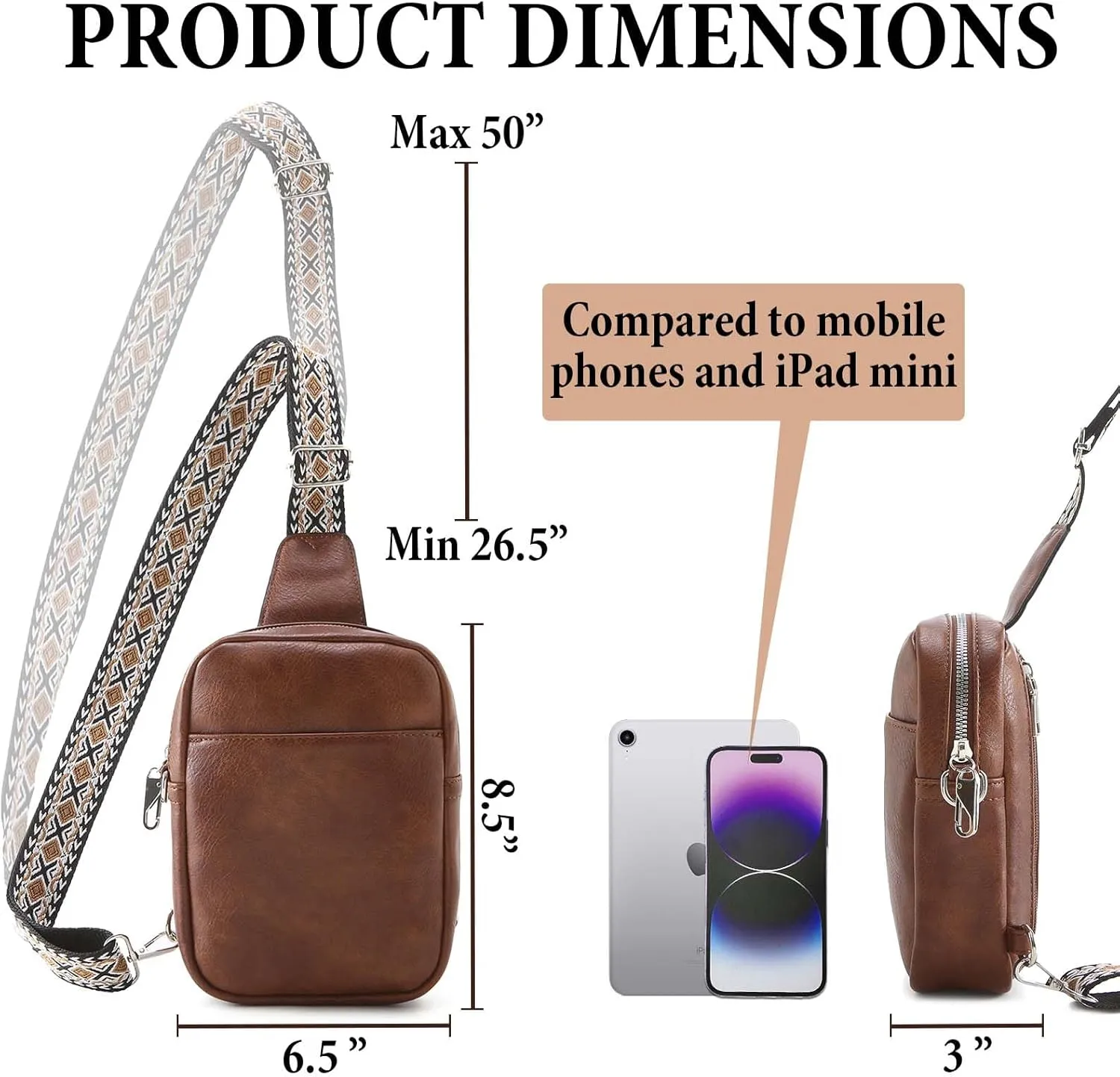 Crossbody Sling Bag for Women Man Anti Theft Vegan Leather Bag Anti Pickpocket Zipper Clip RFID Blocking Chest Bags