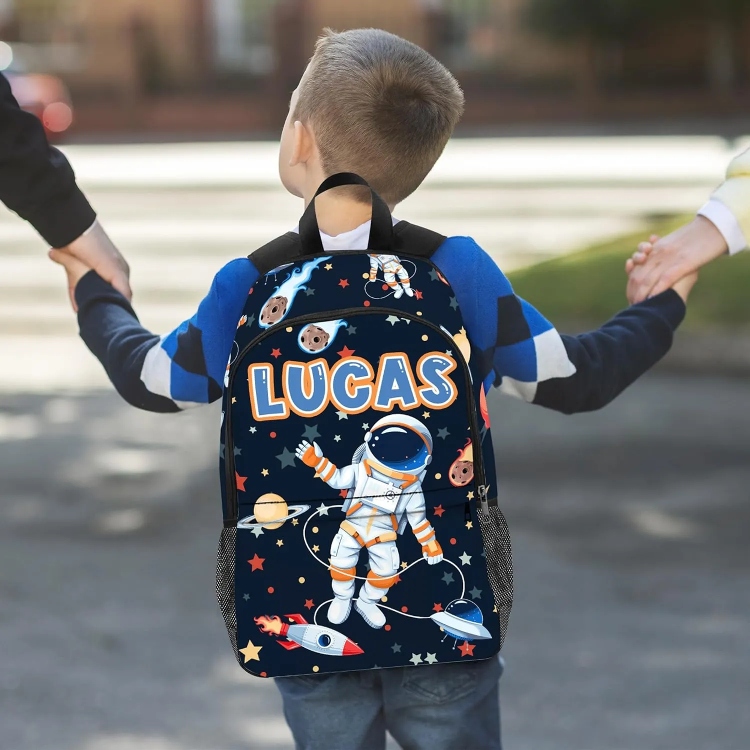 Custom Personalized Backpack for Boys with Lunch Box - Astronaut Design for Primary School Students and Travel