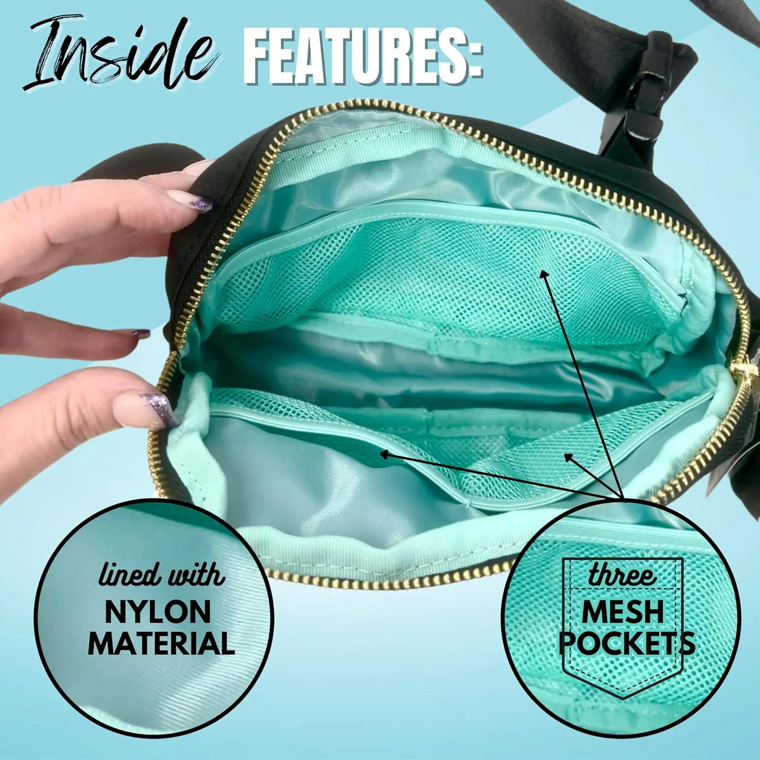 Cute Trendy Crossbody Mini Belt Bag for Fur Mama, Dog Mom - Adjustable Strap Small Black Fanny Pack for Workout Running Traveling Hiking