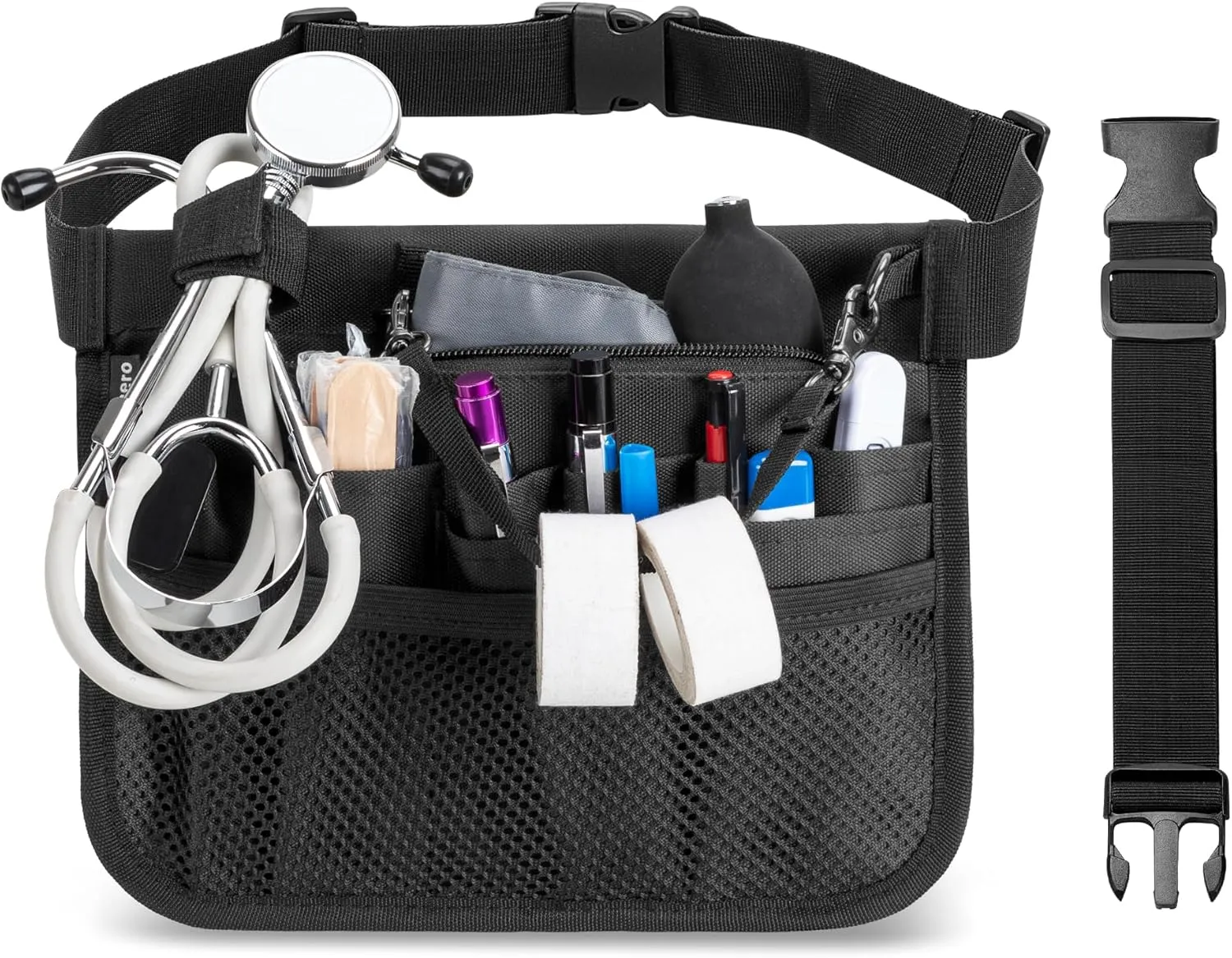 Damero Nurse Fanny Pack with Medical Gear Pocket, Nurse Tool Belt Waist Bag with Extender Strap, Tape Holder for Stethoscopes, Bandage, Scissors and Other Medical Supplies, Black