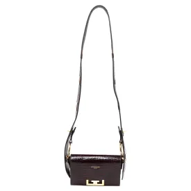 Dark Burgundy Croc Embossed Leather Nano Eden Shoulder Bag