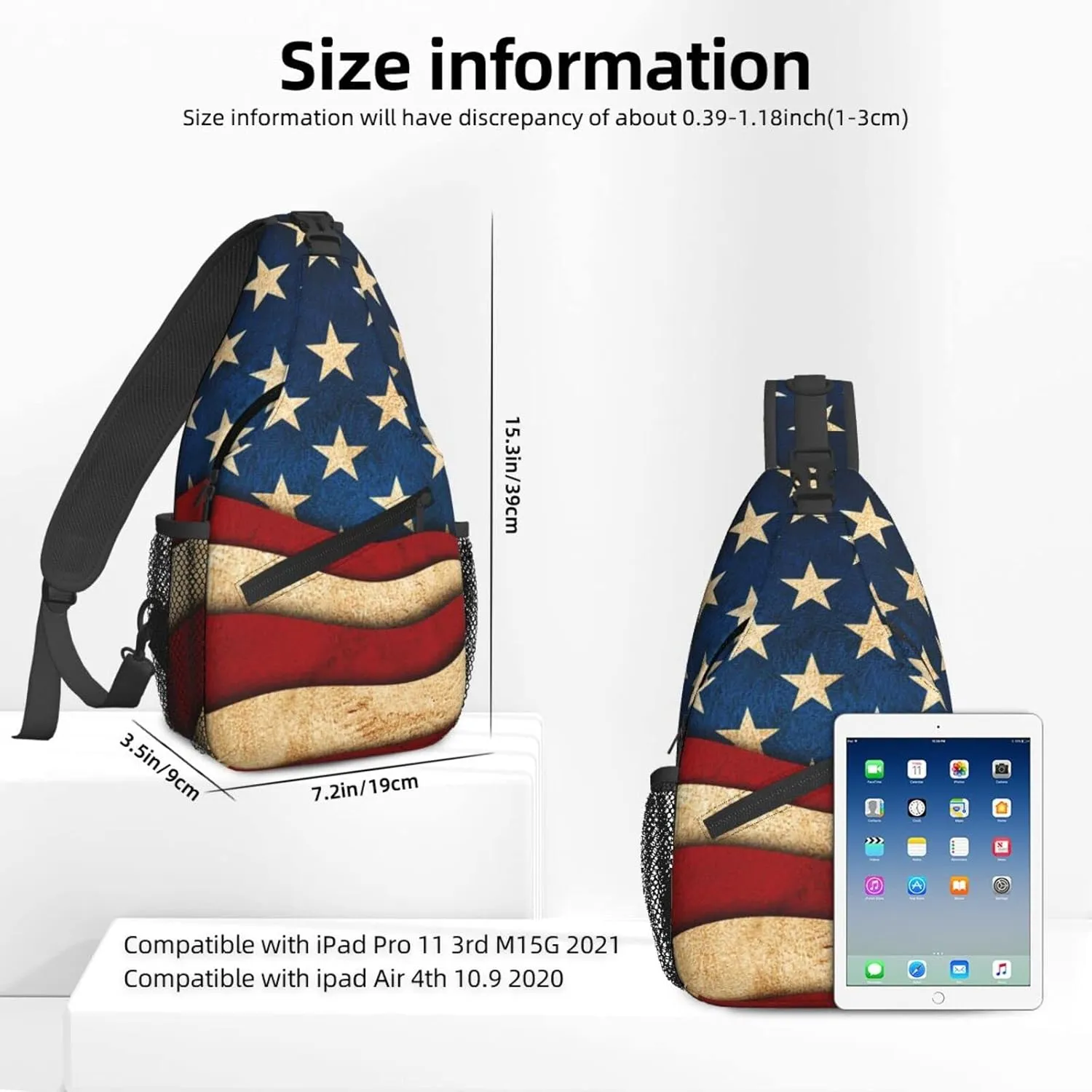 Dujiea Crossbody Backpack For Men Women Sling Bag, Vintage American Flag Chest Bag Shoulder Bag Lightweight One Strap Backpack Multipurpose Travel Hiking Daypack