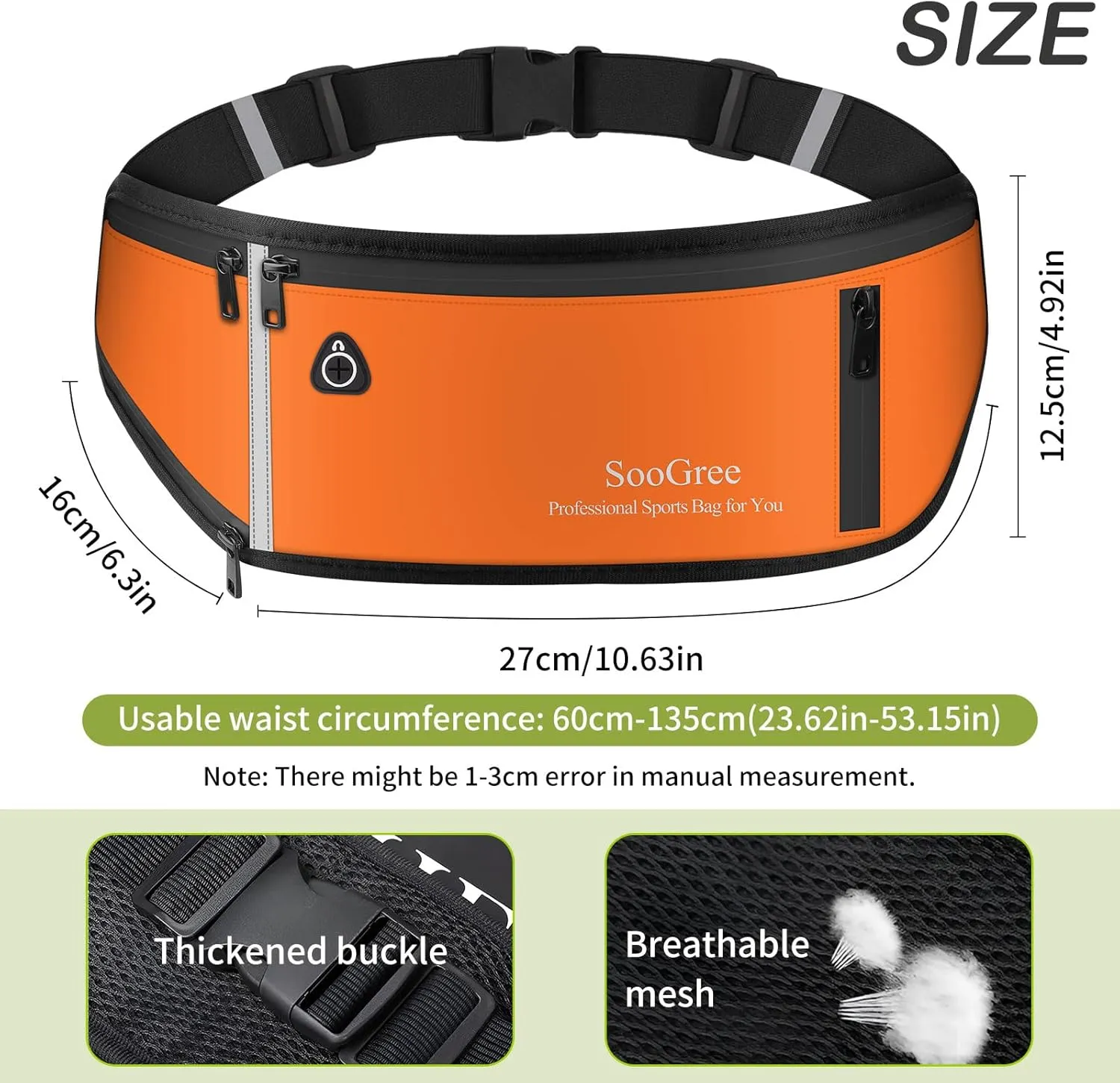 Fanny Packs for Women Men Slim Running Belt Waist Pack Runners Bag Waterproof Money Belt Phone Holder for Sports Hiking Traveling Walking Reflective Strip Adjustable Strap