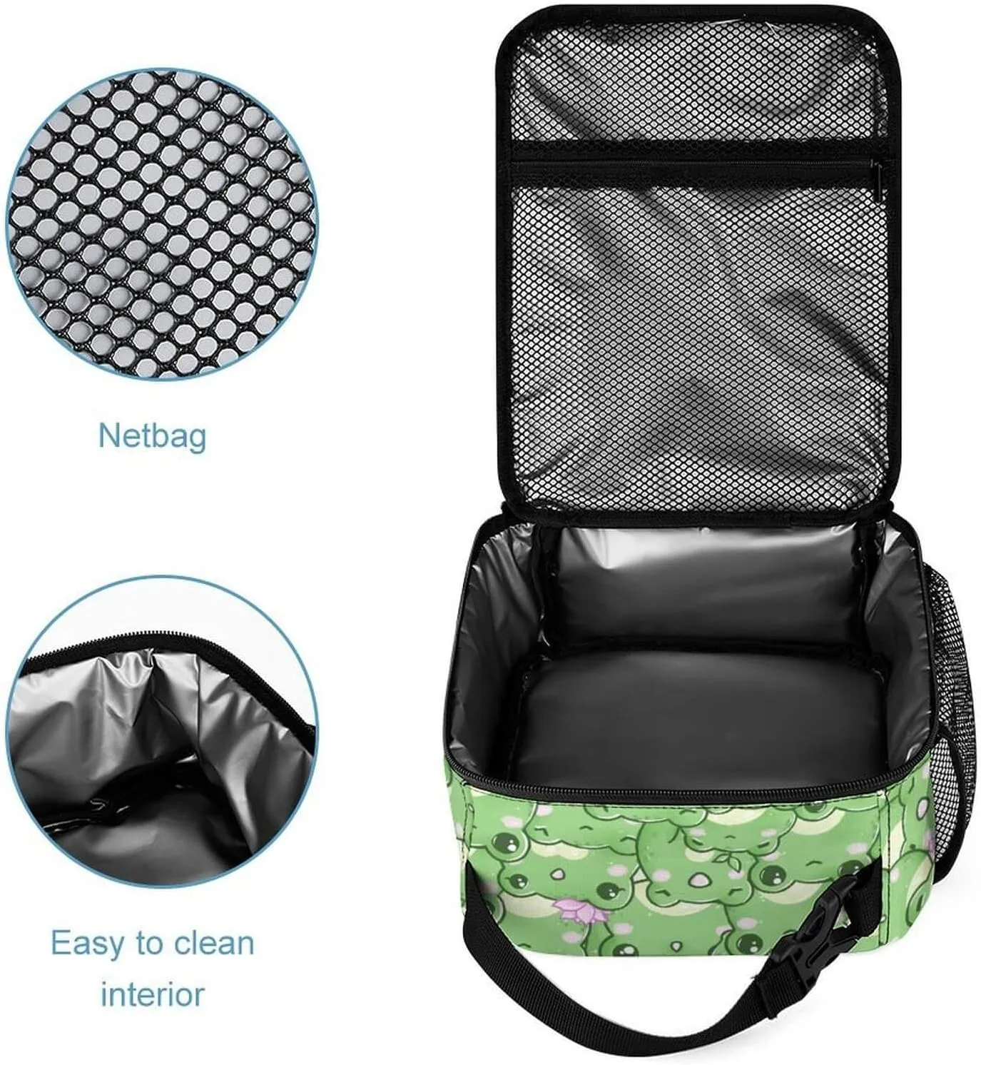 Frog Backpack with Lunch Box & Pencil Case for Kids Girls Boys School, 16 Inch Cute Frogs Bookbag, School Backpack for Students Children, Lightweight, Large Capacity