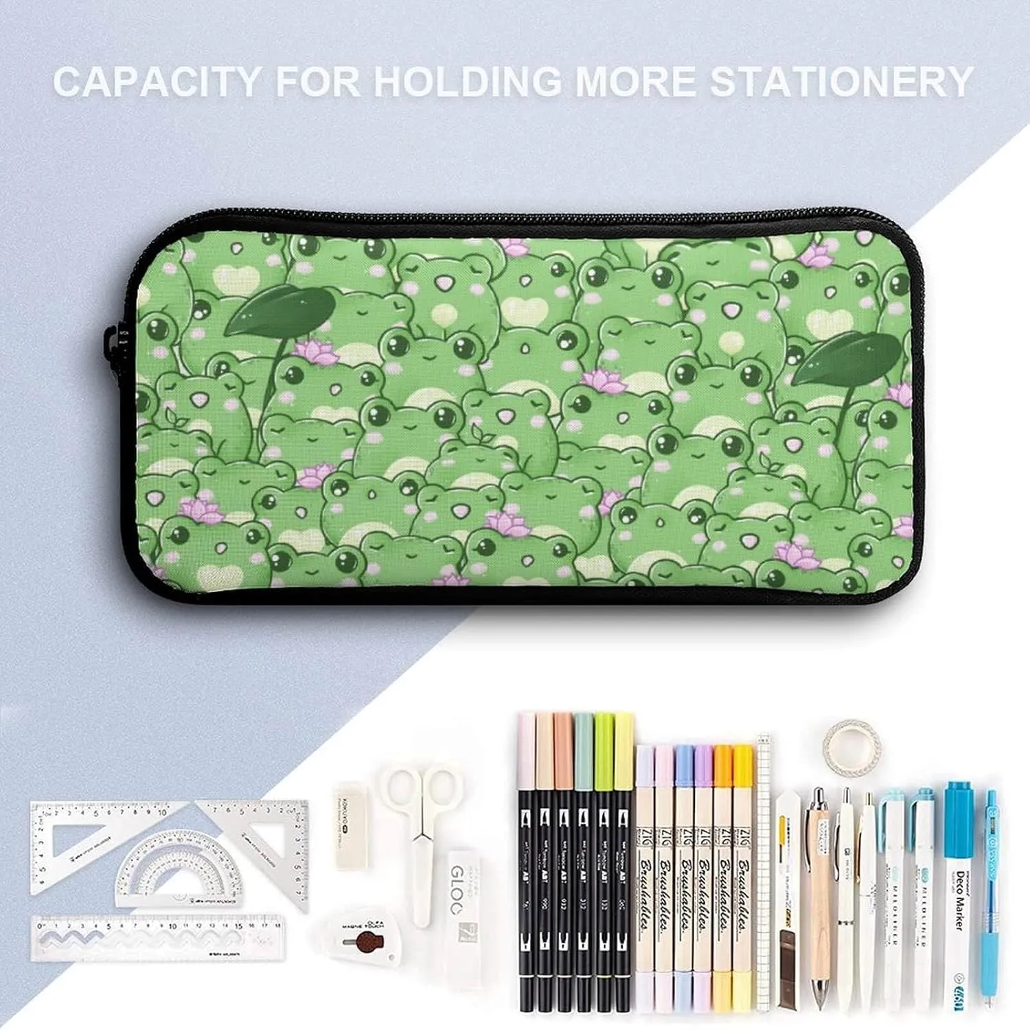 Frog Backpack with Lunch Box & Pencil Case for Kids Girls Boys School, 16 Inch Cute Frogs Bookbag, School Backpack for Students Children, Lightweight, Large Capacity