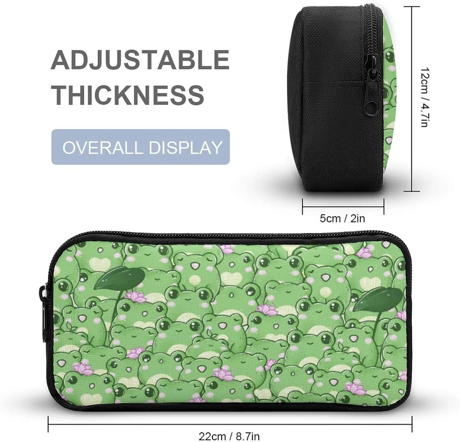 Frog Backpack with Lunch Box & Pencil Case for Kids Girls Boys School, 16 Inch Cute Frogs Bookbag, School Backpack for Students Children, Lightweight, Large Capacity