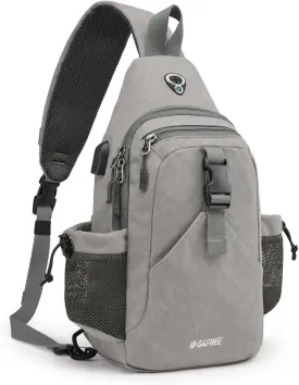 G4Free Canvas Sling Bag Crossbody Backpack with USB Charging Port & RFID Blocking, Hiking Daypack Chest Bag for Women Men