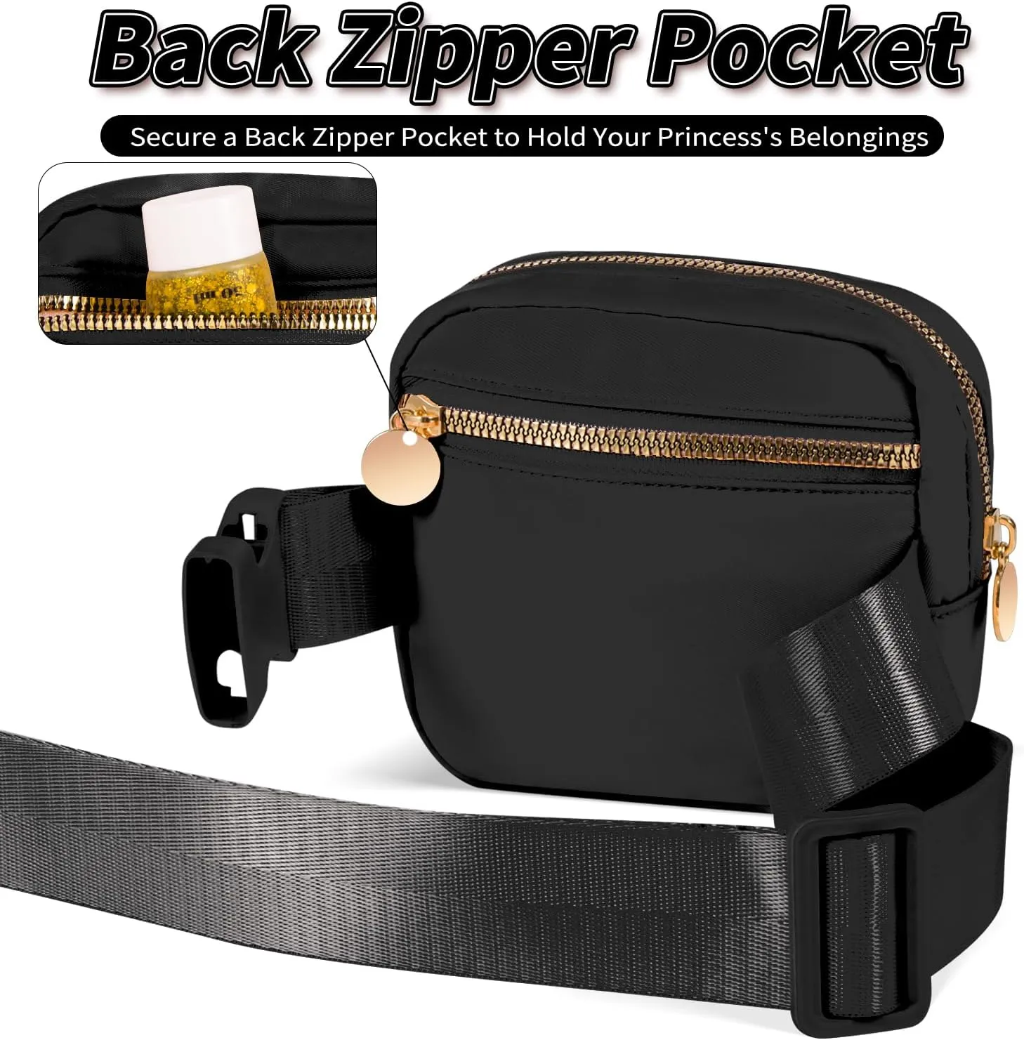 Gifts for Girls Teens Kids - Mini Belt Bag Crossbody Bag - Birthday Gifts for Daughter Sister Her,Teen Girl Essentials,Travel Essentials,Cute Teen Trendy Stuff - Black,S