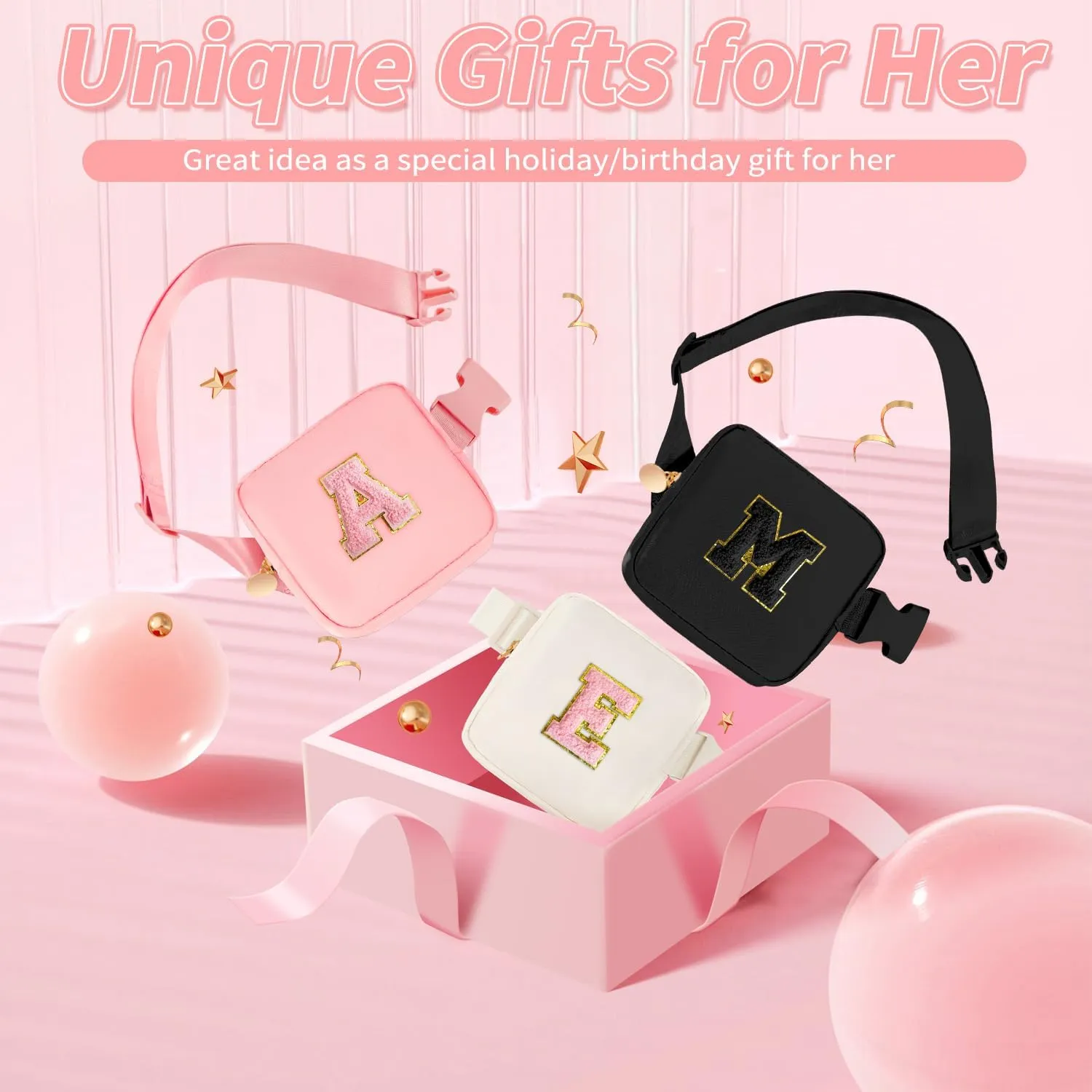 Gifts for Girls Teens Kids - Mini Belt Bag Crossbody Bag - Birthday Gifts for Daughter Sister Her,Teen Girl Essentials,Travel Essentials,Cute Teen Trendy Stuff - Black,S