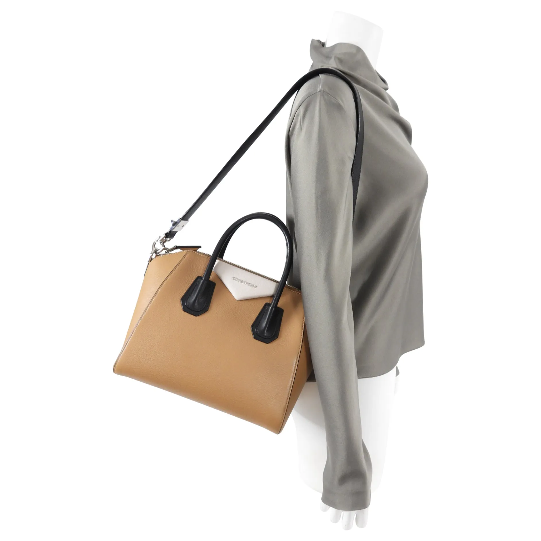 Givenchy Antigona Tricolor Small Bag in Beige, White, Black