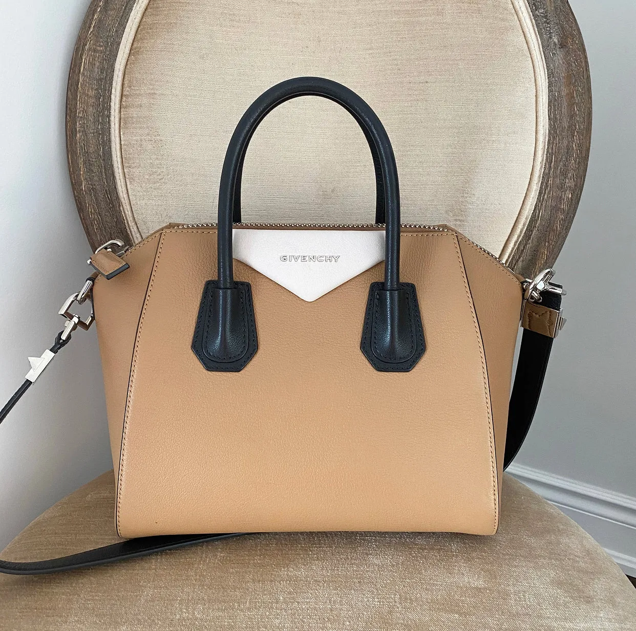 Givenchy Antigona Tricolor Small Bag in Beige, White, Black