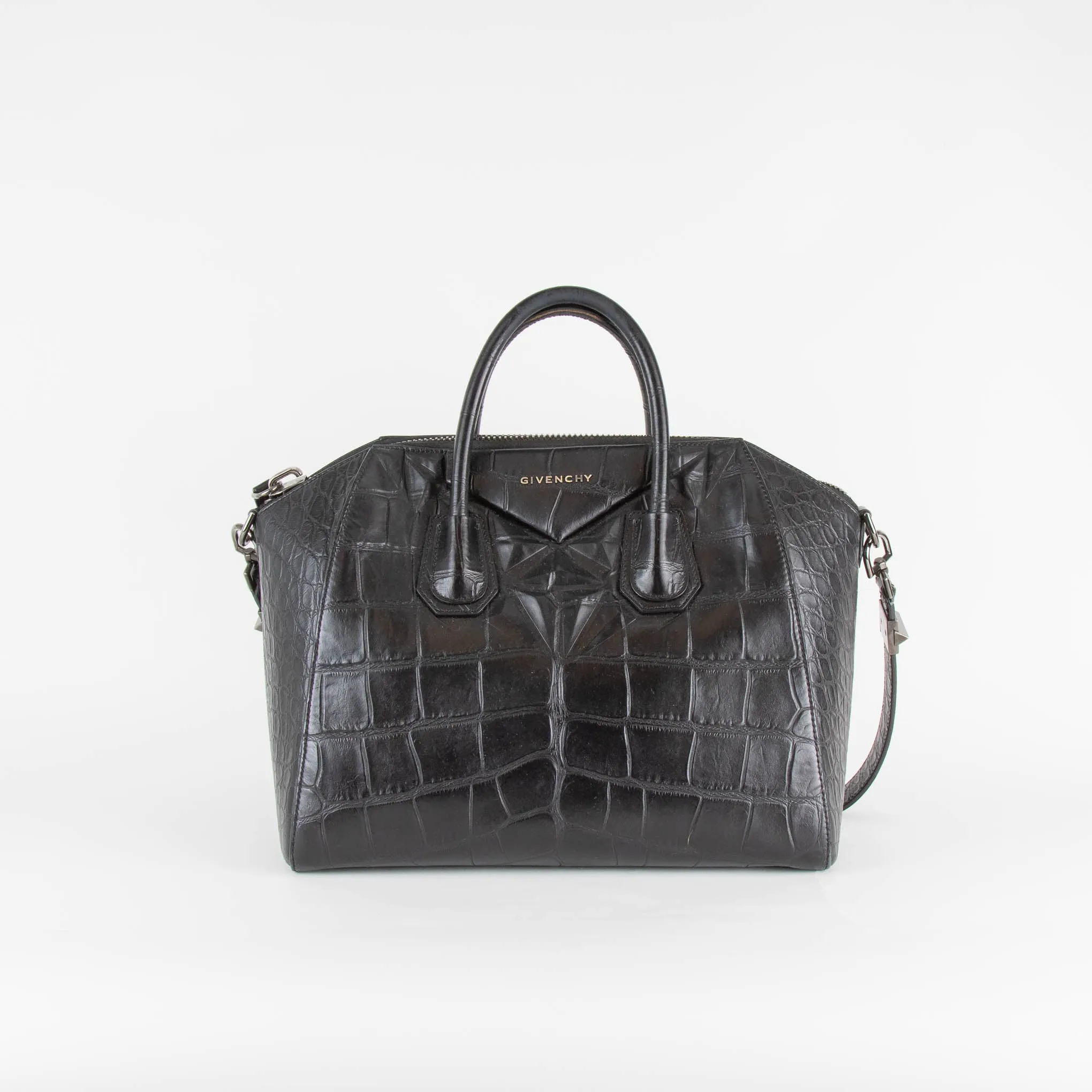Givenchy Black Croc Medium Antigona Bag