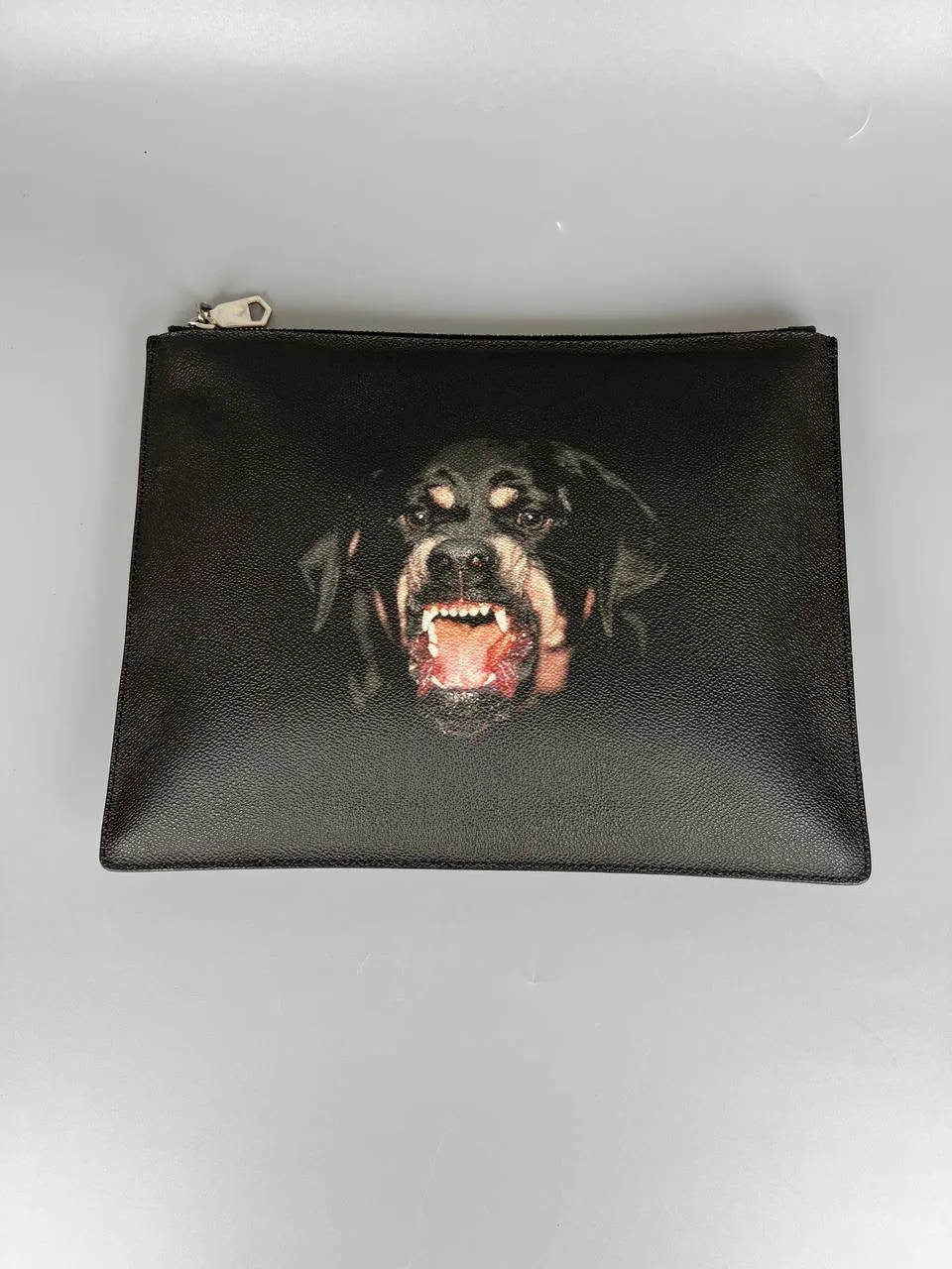 GIVENCHY Black Rottweiler Zip Clutch Bag
