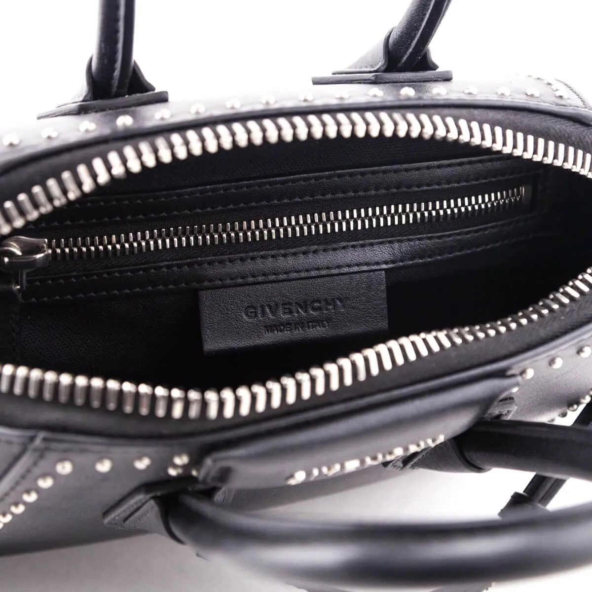 Givenchy Black Smooth Calfskin Mini Studded Antigona Bag