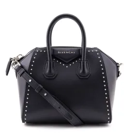 Givenchy Black Smooth Calfskin Mini Studded Antigona Bag